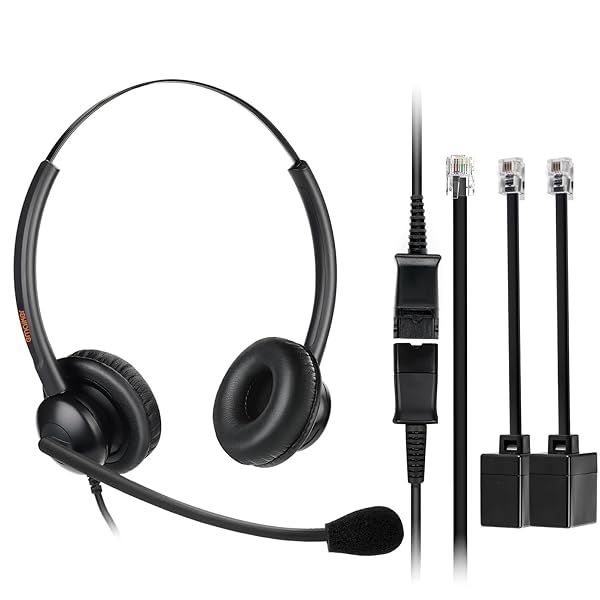 Noise Cancelling Corded Telephone Headset for Call Centers - Compatible with Polycom, Panasonic, Avaya, Nortel & More