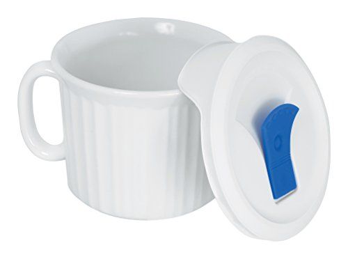 Corningware French White Pop-Ins 20-Ounce Mug with Blue Cover - Durable & Stylish Kitchen Essential