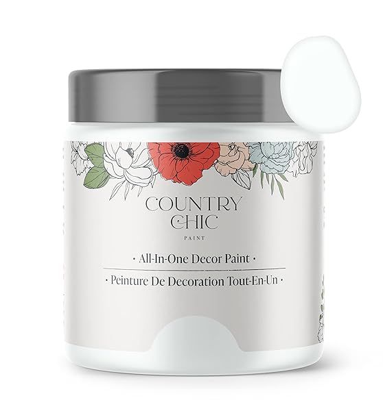 Country Chic All-in-One Chalk Paint Simplicity White 16 oz Eco-Friendly Matte Finish for Furniture Cabinets Home Decor