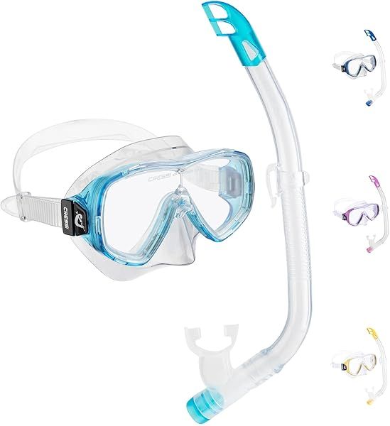 Cressi Ondina and Top Jr Snorkeling Set in Clear and Aquamarine for Kids