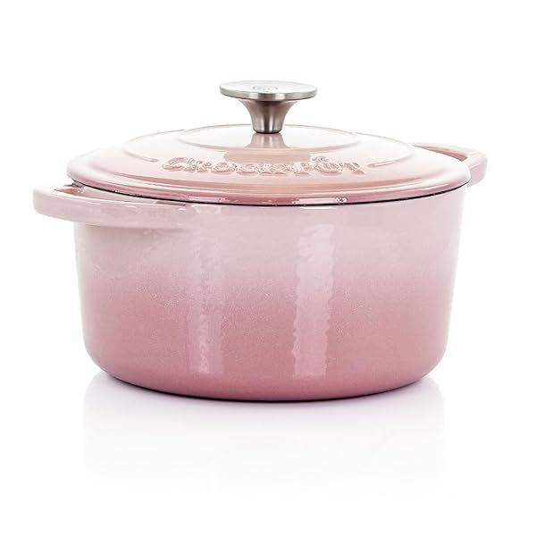 Shop Crock-Pot 3-Quart Blush Pink Enameled Cast Iron Dutch Oven - Perfect for Artisan Cooking!