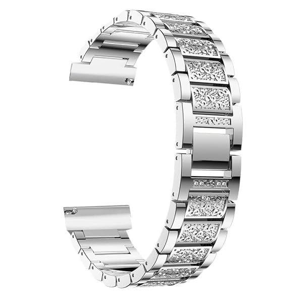 Crystal Rhinestone Metal Strap for Fitbit Blaze HR - Stylish Replacement Band in Silver