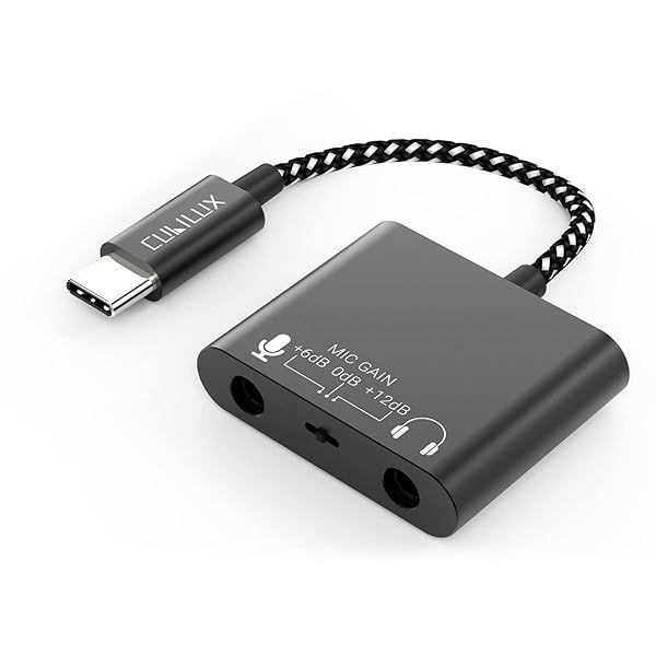Cubilux USB C Mic Splitter: Enhance Audio with +12dB Gain for Android, iPad, Mac & Windows