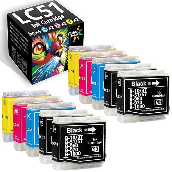 CyberpowerPC Ink Cartridge Replacement for Brother LC 51 10 Pack Cyan Magenta Yellow Black High Quality Printing