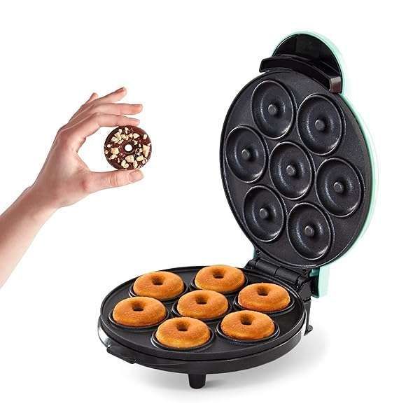 Make Delicious Mini Donuts with DASH Donut Maker - Kid-Friendly, Non-Stick, 7 Doughnuts at Once - Perfect for Breakfast & Snacks!