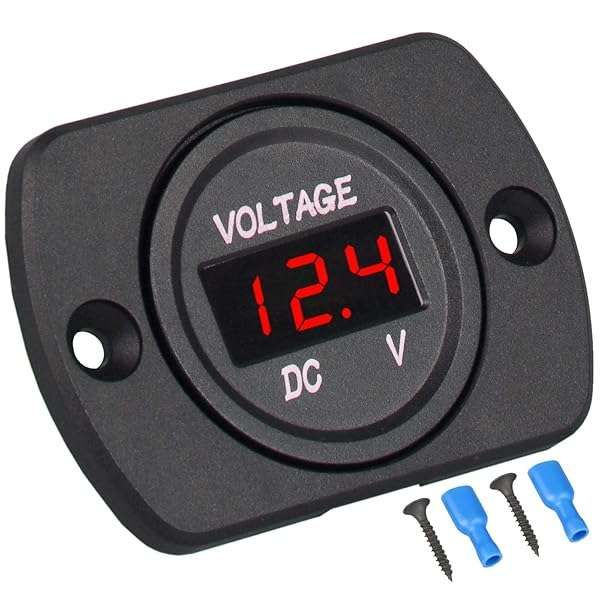 DC 12V 24V Waterproof Car Voltmeter with LED Display & Mounting Plate - Ideal for Marine, Motorcycle, Truck & Vehicle Use