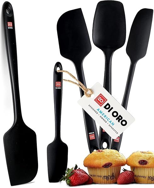 DI ORO Silicone Spatula Set - 5pc Heat-Resistant, BPA-Free Kitchen Tools for Baking & Cooking - Dishwasher Safe & Nonstick Friendly