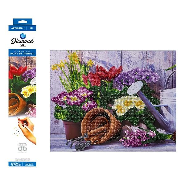 Diamond Art by Leisure Arts Advanced Spring Gardening Diamond Painting Kit for Adults 14X18 Full Drill Art Kit