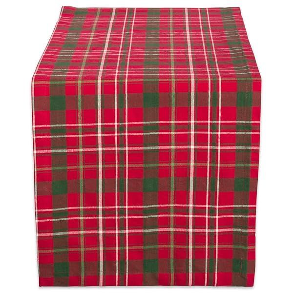 DII Holiday Dining Table Linen Tartan Holly Plaid Christmas Table Runner 14x108 Red Green Perfect for Festive Decor