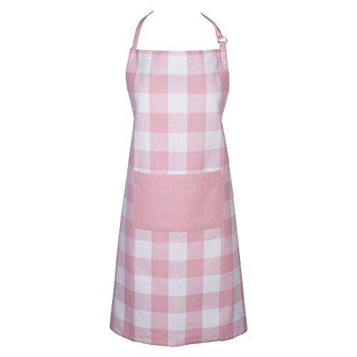 DII Unisex Buffalo Check Kitchen Collection Classic Farmhouse Chef Apron One Size Pink and White