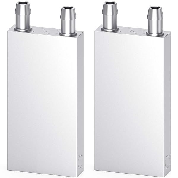 DIYhz Aluminum Water Cooling Block - 2pcs Liquid Cooler Heat Sink for PC CPU & GPU Radiator (40mm x 80mm x 12mm)
