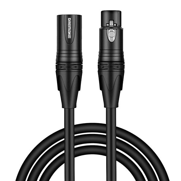 DREMAKE 25FT Black 3 Pin XLR Jack Cable Male to Female Low Z Microphone Balanced Audio Patch Cord for Speakers DMX LED and More