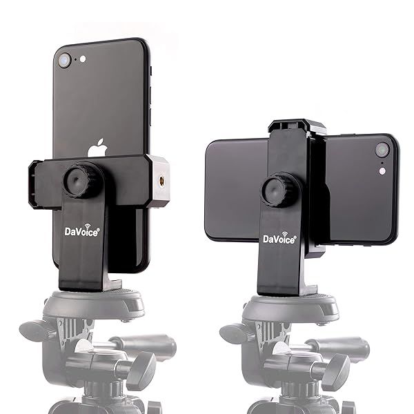 DaVoice Tripod Phone Mount Adapter 360 Rotating Holder for iPhone Smartphone Camera Stand Universal Cell Phone Attachment Clip Clamp