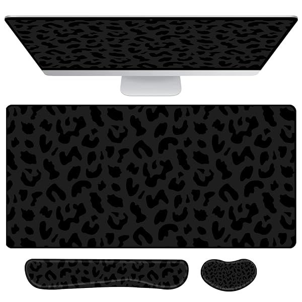 Deokke 3Pcs Large Gaming Mouse Pad Desk Mat,Keyboard Mouse Wrist Rest Support Set,Extended Laptop Mouse Pad Memory Foam Non-Slip Base for Gamer Home