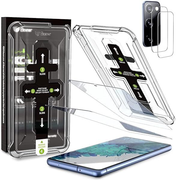 Dexnor 2+2 Pack Samsung Galaxy S20 FE Screen Protector & Camera Lens Protectors - 9H Tempered Glass, Easy Bubble-Free Installation