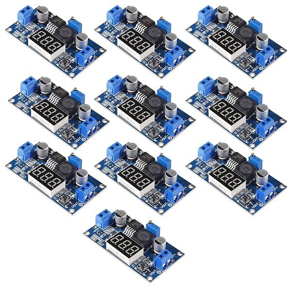 Diitao 10PCS LM2596S Adjustable Voltage Converter - 36V/24V/12V to 5V 2A Regulator with Digital Voltmeter Display