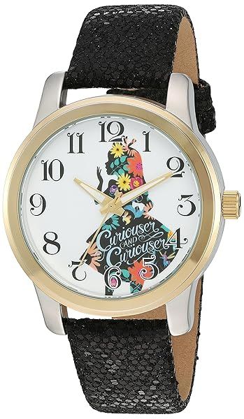 Disney Women's Alice in Wonderland Quartz Metal Automatic Watch Black Model W002901