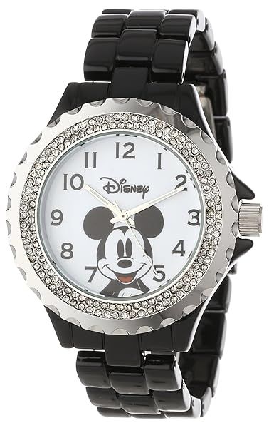 Disney Women's Mickey Mouse Enamel Sparkle Bracelet Watch Stylish Timepiece for Disney Fans