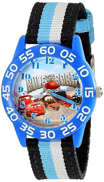 Disney Cars Kids Plastic Time Teacher Analog Quartz Watch with Nylon Strap for Easy Learning
