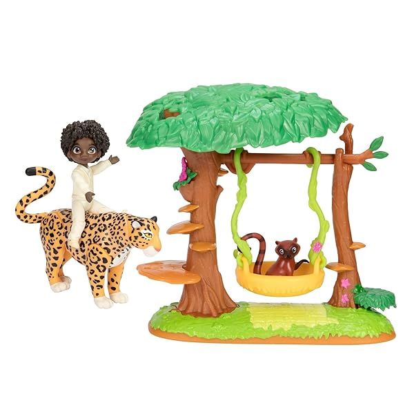 Disney Encanto Antonios Animal Swing Playset with Jaguar Figure for Fun Outdoor Play