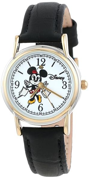 Disney Women's Cardiff Black Leather Strap Watch featuring Mickey Mouse Design