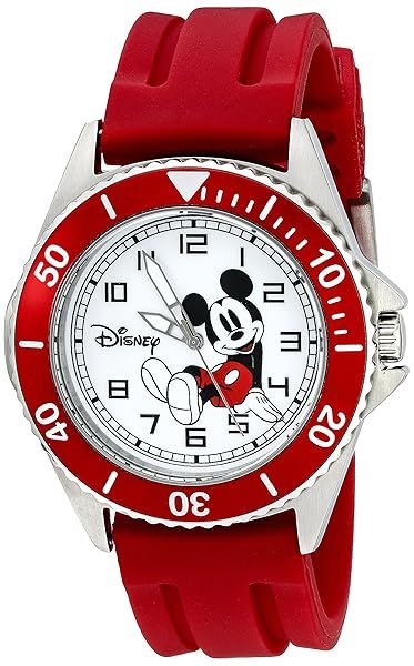 Disney Men's Mickey Mouse Watch Red Band Stylish Timepiece for Fans