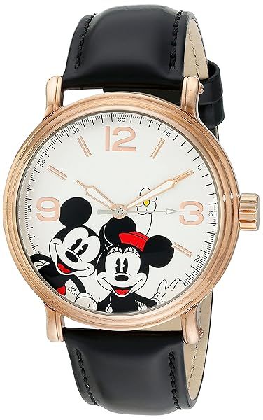 Disney Men's Mickey Mouse Analog Quartz Black Watch Stylish Timepiece for Fans