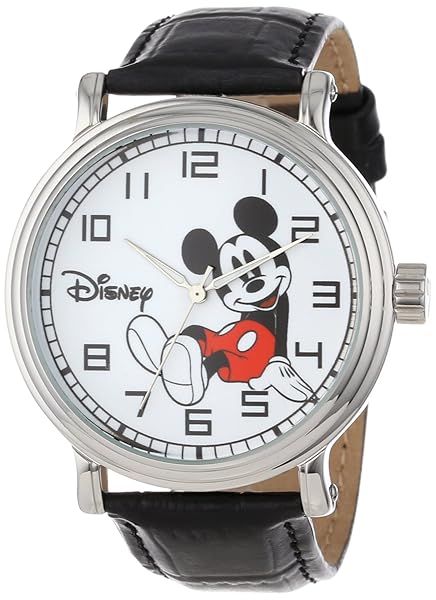 Disney Mickey Mouse Vintage Articulating Hands Analog Quartz Watch for Adults Black Color
