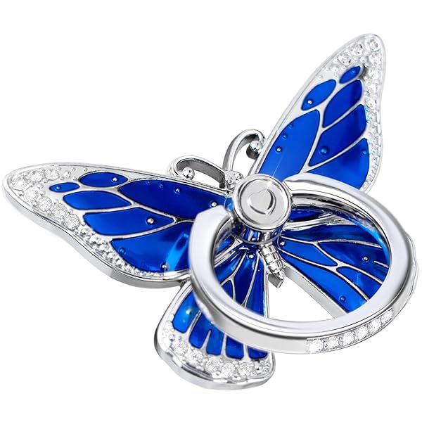 Doflyesky Butterfly Cell Phone Ring Grip Holder, 360 Degrees Rotation Phone Ring Grip Stand, Metal Finger Kickstand Compatible with iPhone, Samsung