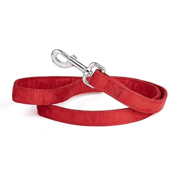 Dogline Comfort Microfiber Flat Leash for Dogs 1 Inch Wide 6 Feet Long Red