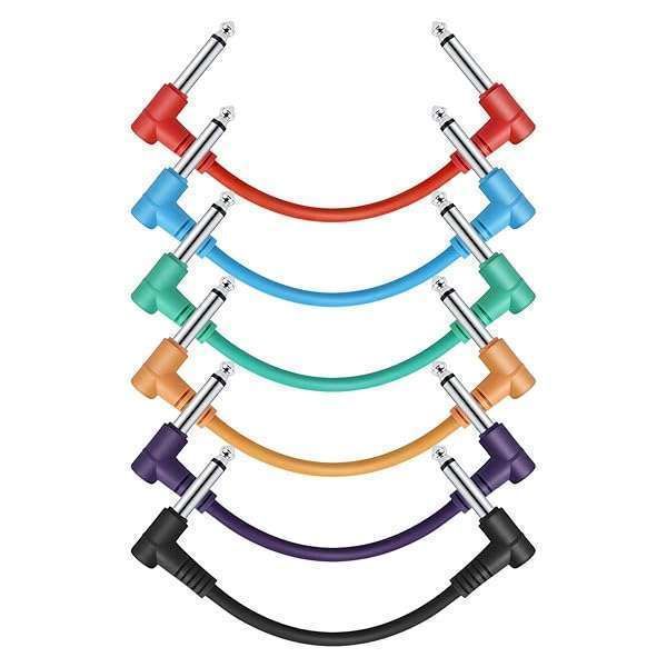 "Donner 6-Inch Guitar Patch Cable 6-Pack - Right Angle TS 1/4" for Optimal Sound Quality"