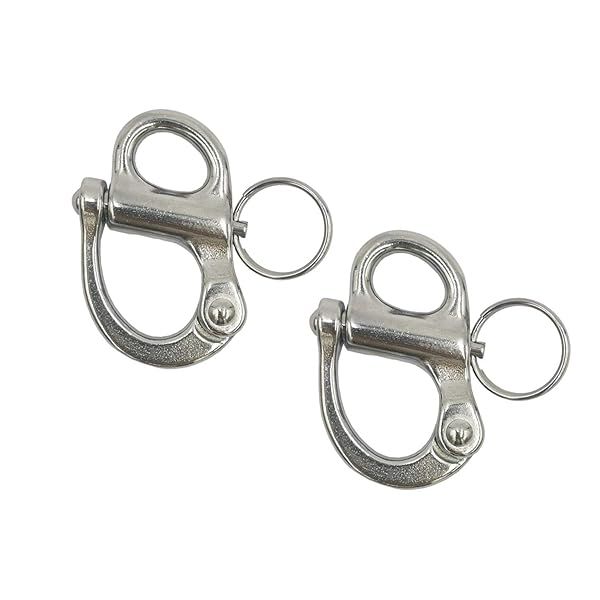 Douzime 2 Inch Fixed Bail Snap Shackle 316 Stainless Steel Silver for Bracelet Sail Boat Yacht 2 Pack