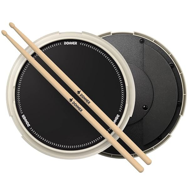 Drum Practice Pad, Donner Drummer Practice Pad - Quiet Drum Pad with Removable Snare Simulation Built-in 800 Steel Balls, Drum Sticks, 40 Standard