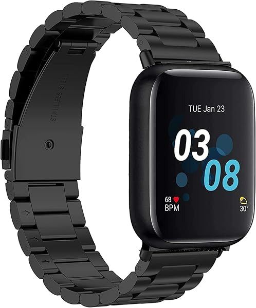 E ECSEM Metal Band for iTouch Air 3 Replacement Stainless Steel Bracelet Wrist Strap for Men Women Black 40MM Smartwatch Accessory