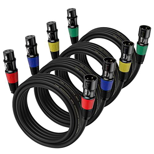 EBXYA 10 ft 4-Pack XLR Male to Female Microphone Cable - Balanced Shielded Speaker Cable
