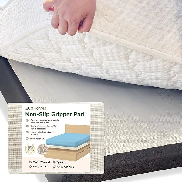 Non-Slip Mattress Gripper Pad for Queen Beds - Prevent Sliding & Keep Mattress Topper in Place