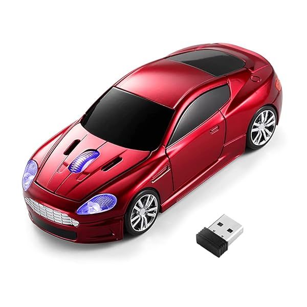 Buy ECOiNVA Wireless Sports Car Mouse - 2.4G USB Optical Mouse for Laptop & Desktop (Red) - Fast Shipping!