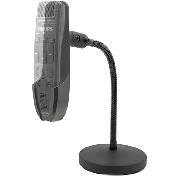ECS WordFlex Gooseneck Holder Stand for Nuance PowerMic 4 Philips SpeechMike Microphones Reduces Hand Stress and Improves Comfort
