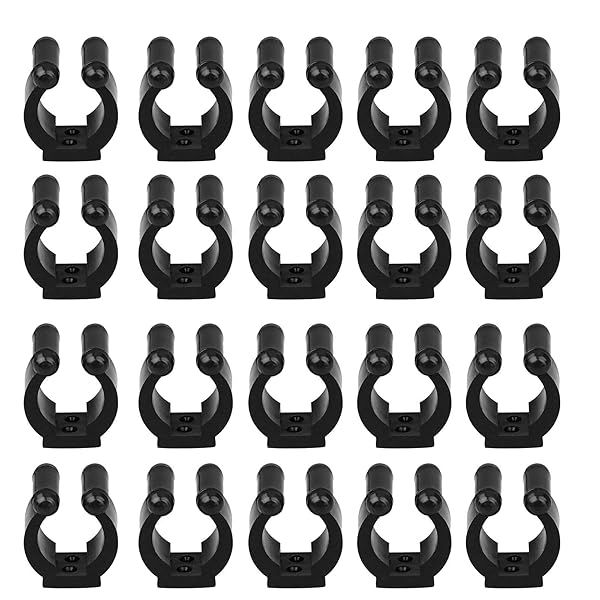 EEEKit 20 Pieces Fishing Rod Holders Wall Mounted Storage Rack Black Clips Organizer for Fishing Rods Billiards Cues and Snooker Cues