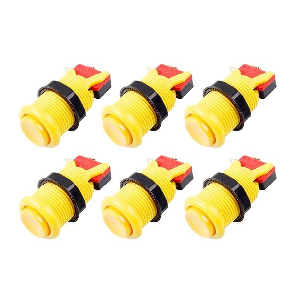 EG 6X American Style 30mm Arcade Buttons - Switchable Happ Type for Jamma MAME Kits (Yellow)