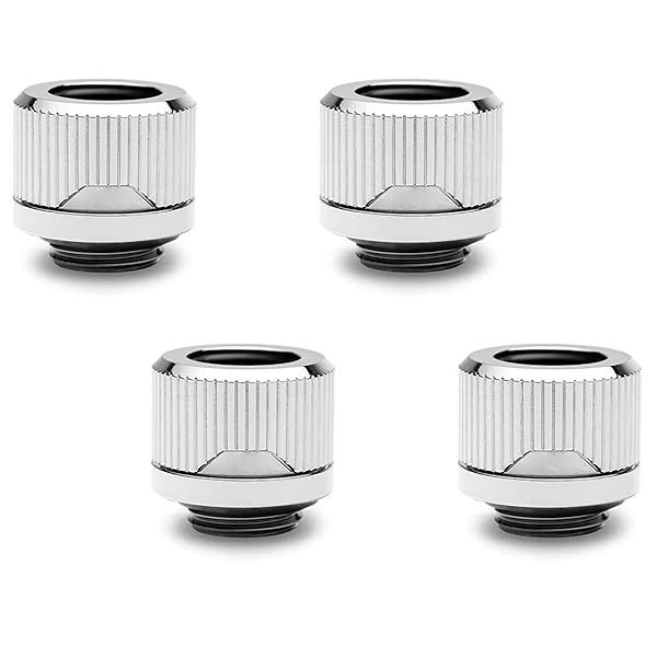 EKWB EK-Torque HTC-12 Compression Fitting 12mm OD Nickel 4-Pack for Rigid Tubing