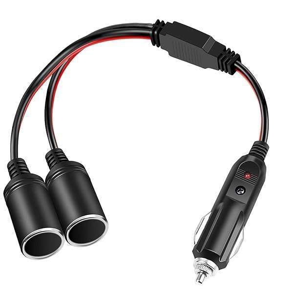 Buy ELECTOP 1 to 2 Car Cigarette Lighter Splitter Adapter - 12V/24V Dual Port Charger with 10-Inch Extension Cord & 15A Fuse
