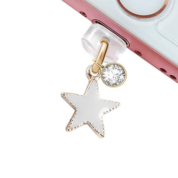 ELISE & FONDA Cute Star Pendant Anti Dust Plug for iPhone & iPad - USB Charging Port Charm (Gray)
