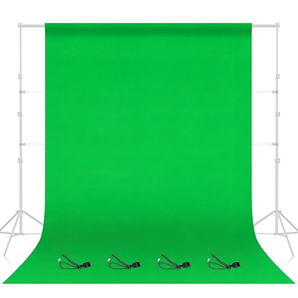 EMART 8x10 Ft Green Screen Backdrop for YouTube & Zoom - Photography Chromakey Fabric Kit with Clips