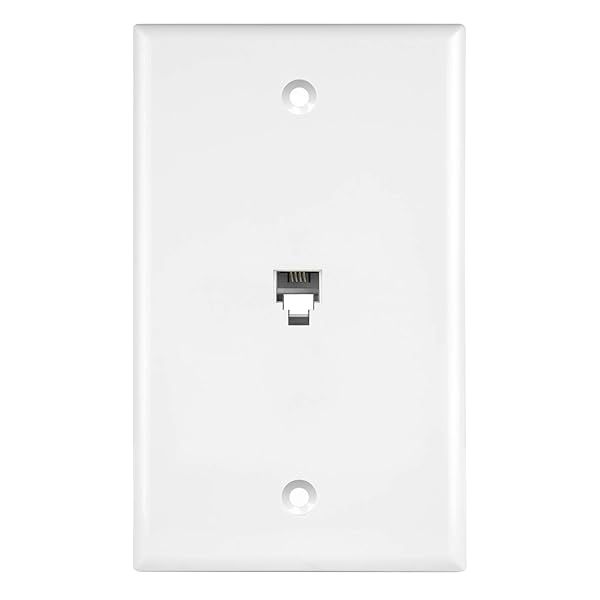 ENERLITES RJ11 Telephone Jack Wall Plate 1-Gang Standard Size White 6-Position 4-Conductor Single Port 2-Line Support 6611-W