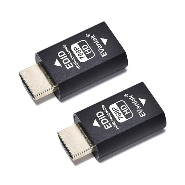 EVanlak 3rd Gen HDMI EDID Emulator Adapter for Mac - 2 Pack, Perfect for Switches, Extenders & AV Receivers - 1024x768@60Hz