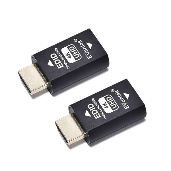 EVanlak 3rd Gen HDMI EDID Emulator Adapter - 4K 60Hz Passthrough for Mac, Switches & Extenders (2-Pack)