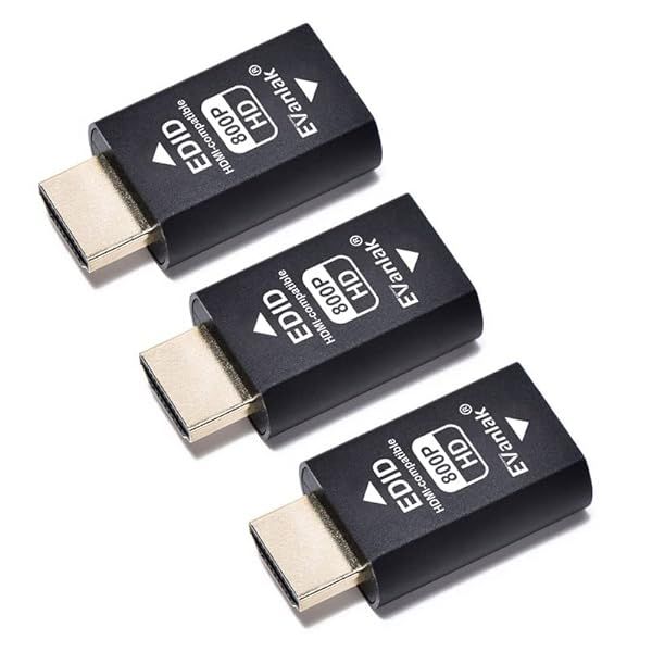 EVanlak HDMI EDID Emulator Dongle 3rd Gen - 1280x800@60Hz for Mac, Switches & AV Receivers - 3 Pack