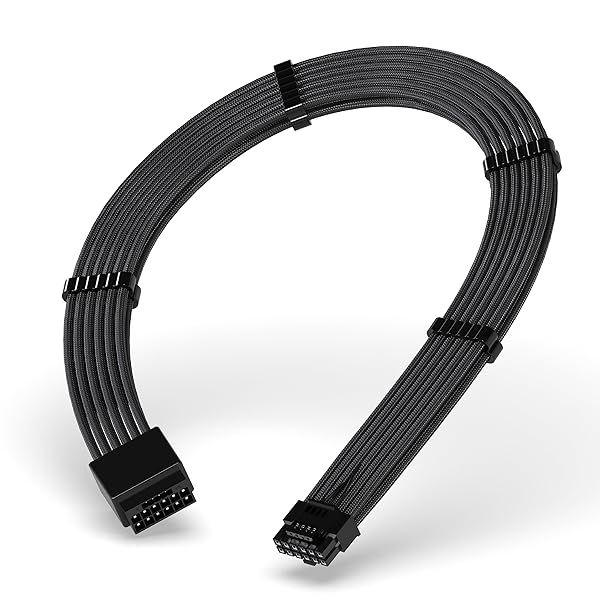EZDIY-FAB 16pin (12+4) 12VHPWR PCIe 5.0 GPU Power Sleeved Cable Extension, Male to Female, Compatible with RTX 5080, 5070, 4090, 4080, 4070,16AWG