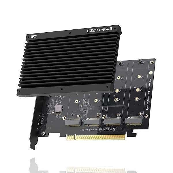 EZDIY-FAB Quad M.2 PCIe Expansion Card: Boost SSD Performance with Heatsink & RAID Support for Intel & AMD